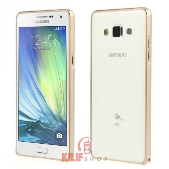 Samsung Galaxy A5 Kılıf Gold Metal Çerçeve Bumper Çerçeve 2xFlim