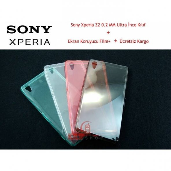 Sony Xperia Z2 Kılıf 0.2mm Elastik Silikon+2Film