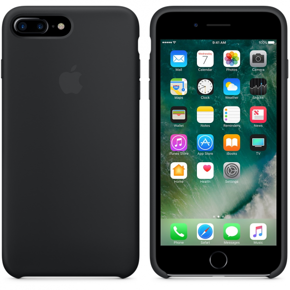 Apple Orijinal iPhone 7 Plus / 8 Plus Siyah Silikon Kılıf