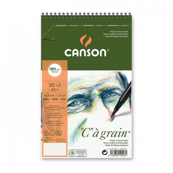 Canson "C" à grain Spiralli Çizim Defteri 180gr - A5