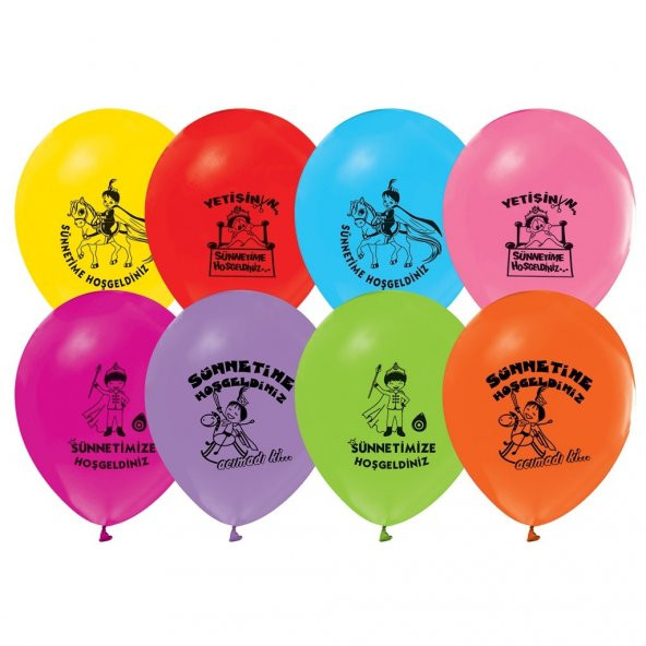 128 Adet Sünnet Baskılı Balonlar Sünnet Düğünü Balon Renkli Ucuz