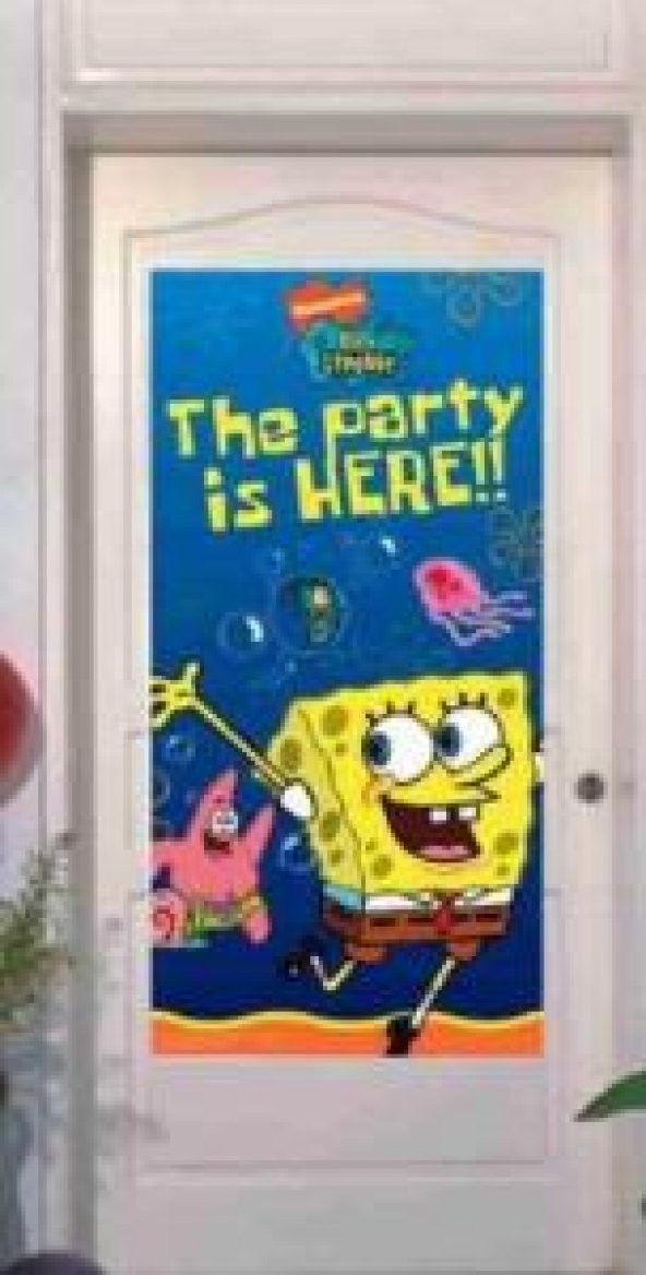 Sünger Bob Kapı Afiş 76x152 Doğum Günü Parti Afişi Spongebob