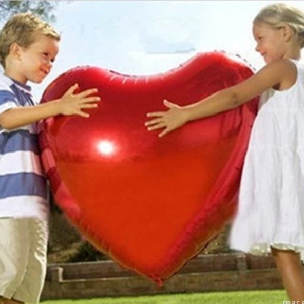 1 Adet Büyük Kırmızı Kalp Folyo Balon 80cmx80cm