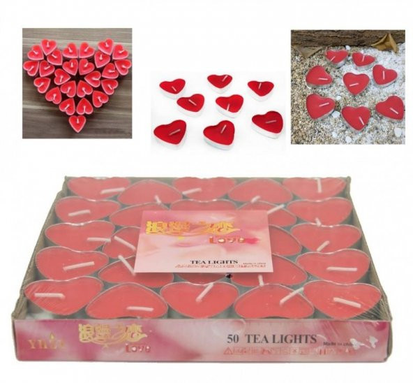 100 adet Kalpli Mum Küçük Kırmızı Tealight Kalp Şeklinde Mum - 2