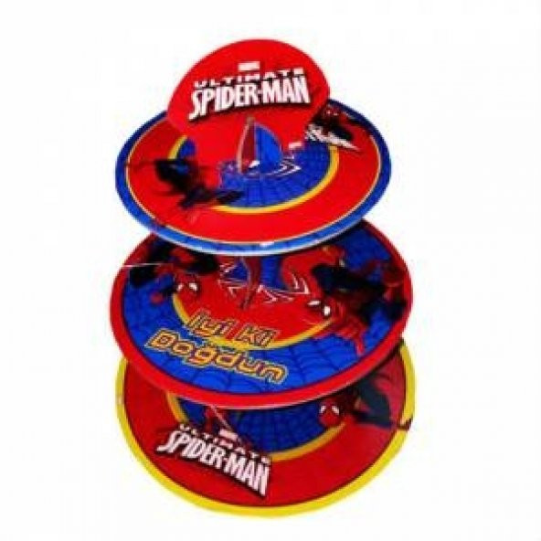 Spiderman Örümcek Adam 3 Katlı Cupcake Kek Stand Doğum Günü Parti