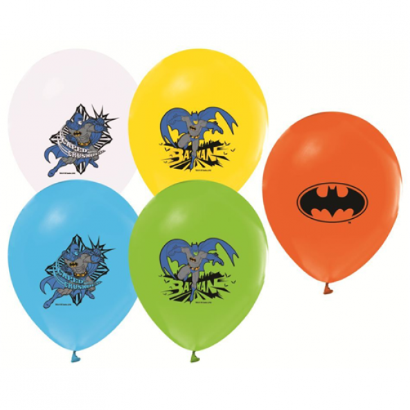 24 Adet Batman Baskılı Karışık Balon, Helyumla Uçan