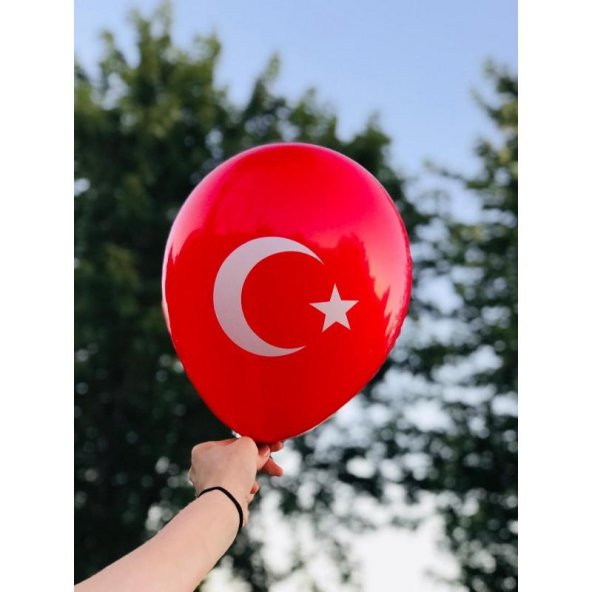 100 lü Bayrak Balon Türk Bayraklı Balon Ay Yıldız Kırmızı Balon - 2