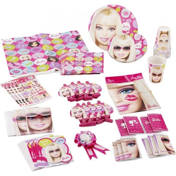 Barbie Parti Malzemeleri Seti Doğum Günü Süsleri 16 Kişilik - 1