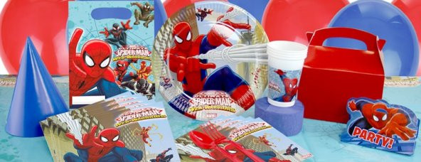 Spiderman, Örümcek Adam 8 Kişilik 11 Parça Doğum Günü Set Mini