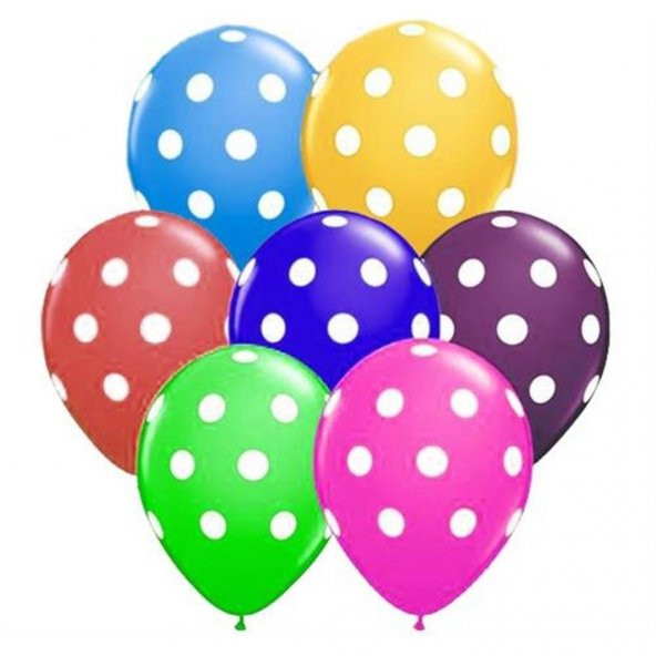 25 Adet Renk Seçenekli Puantiyeli Balon, Benekli Balonlar