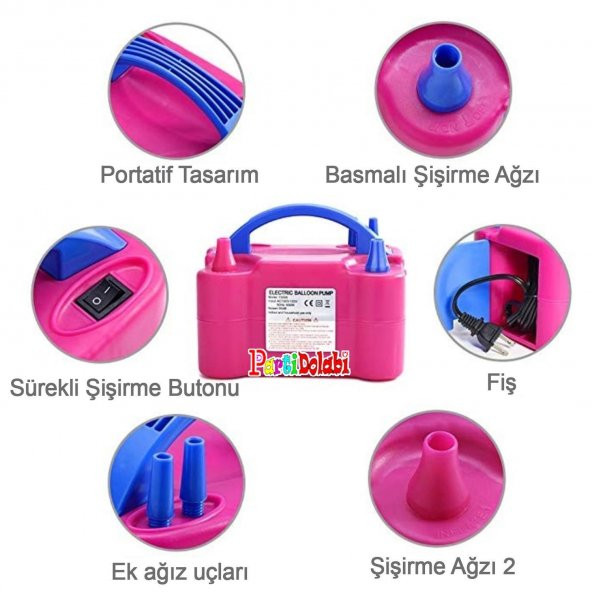 Çift çıkışlı Balon Şişirme Makinası, Elektrikli Balon pompası - 3