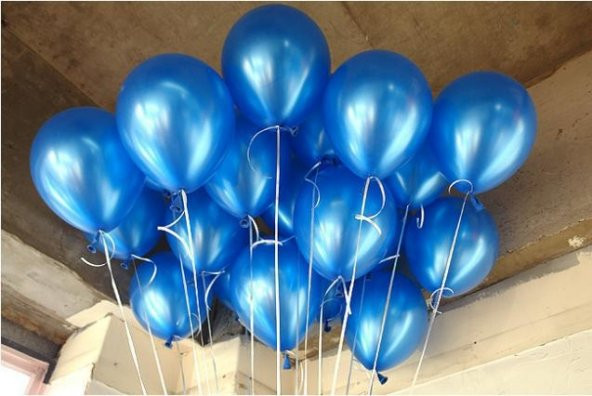25 adet Metalik Parlak Koyu Mavi Lacivert Balon (Helyumla Uçan) - 2