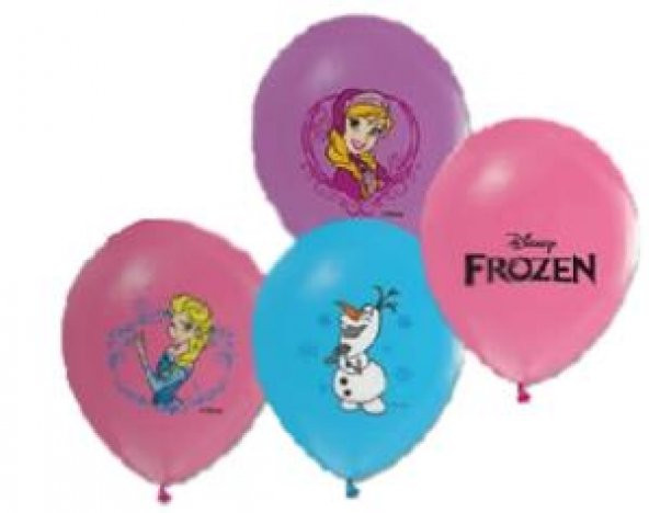 24 Adet Elsa Frozen Baskılı Karışık Balon, Helyumla Uçan