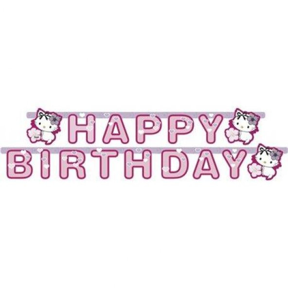 Hello Kitty Happy Birthday Yazı Doğum Günü Parti Yazısı 2 metre - 2