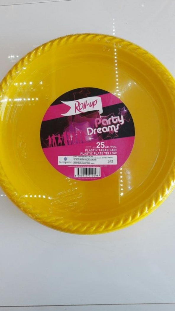 25 ADET Sarı Tabak 22 cm Kullan At Doğum Günü Parti - Resim 2