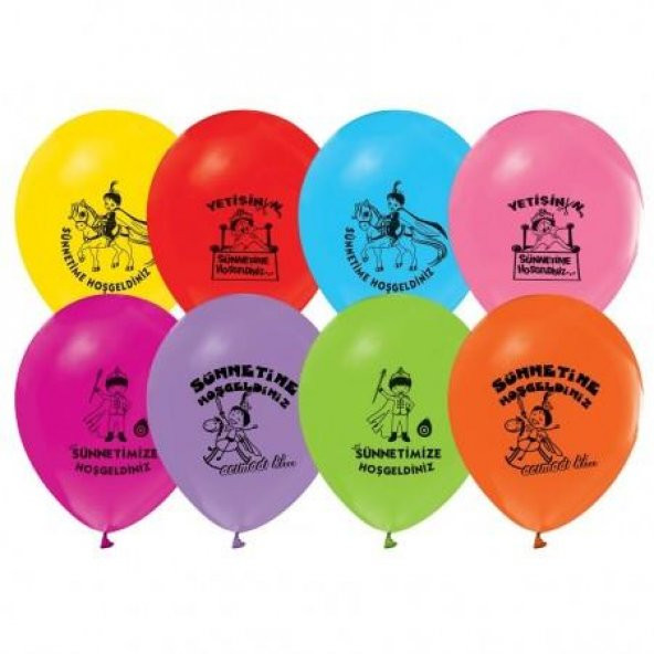 16lı Sünnet Temalı Baskılı Balon 12inc Yazılı Balon Helyumla Uçan