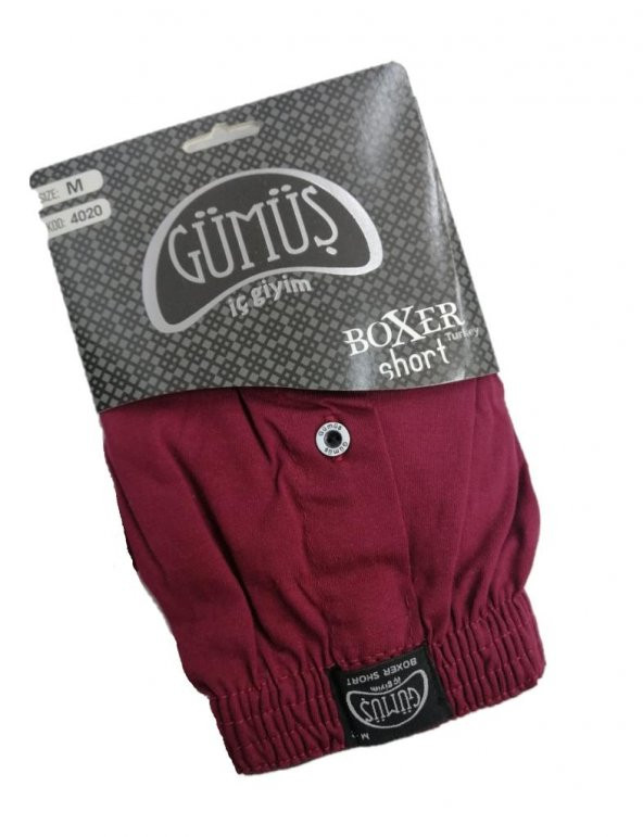 Gümüş Erkek Penye Boxer Düz Renkler Pamuklu Erkek Boxer 4020 - 4