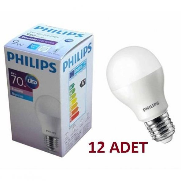 Philips 9W. (70 W.) Essential Led Ampul E27 Duylu Beyaz Işık (12