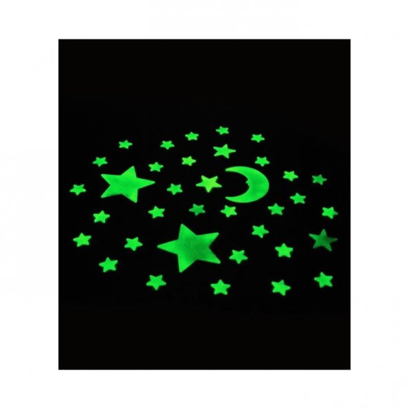 Yıldızlar Fosforlu Duvar Sticker 36 Adet