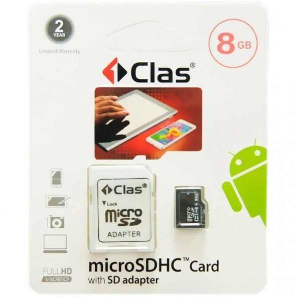 Clas 8GB Micro SD Hafıza Kartı  Adaptörlü