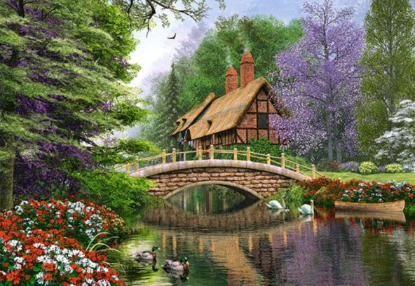 Castorland 1000 Parça Puzzle River Cottage
