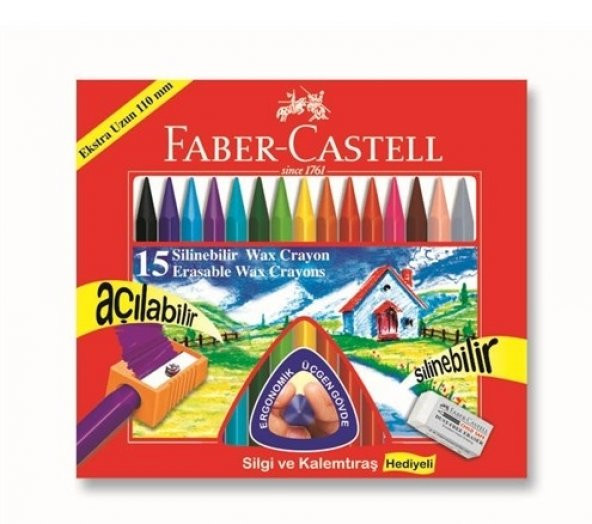 Faber Castell Silinebilir Wax Crayon Pastel Boya 15 renk mum boya