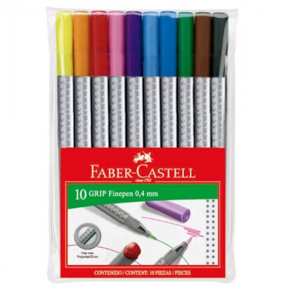 faber-castell keçe uçlu 10 renk finepen renkli kalemler