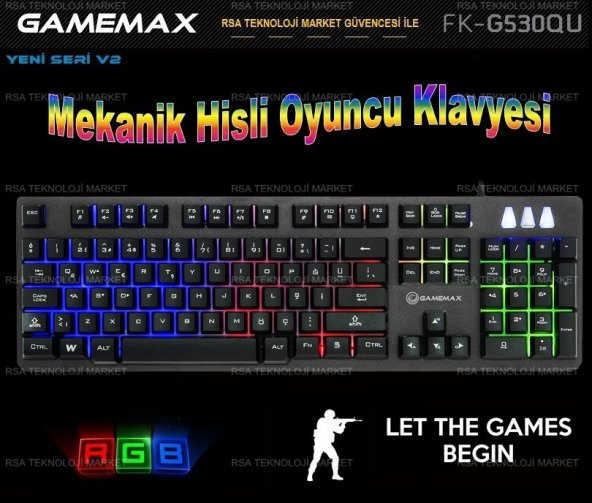 Frisby GAMEMAX FK-G530QU Kablolu USB RGB Işıklı Mekanik Hisli Gaming Oyuncu Klavyesi