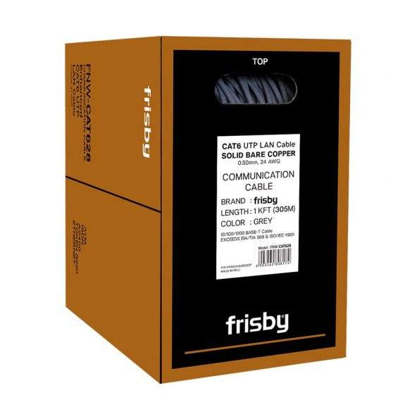 Frisby FNW-CAT628 CAT6 305m SAF BAKIR Gigabit Network İnternet Kablosu Yüksek Kalite LAN Kablo