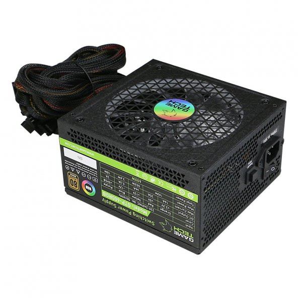 GAMETECH GTP-600 RGB 600W 80 Plus Bronze Sertifikalı Power Supply PC Güç Kaynağı - 5