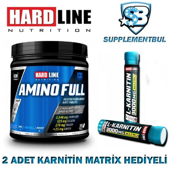 Hardline Amino Full 300 Tablet + 2 Adet Karnitin Matrix 30 ML Hed