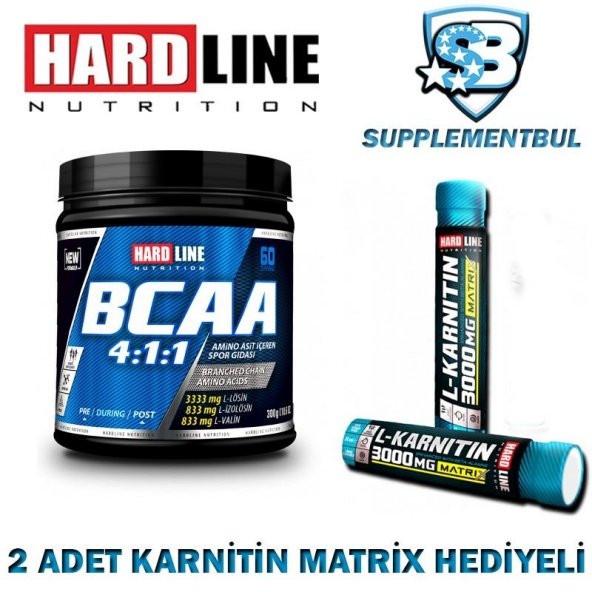 Hardline BCAA 4:1:1 300 Gr. + 2 Adet Karnitin Matrix 30 ML Hediye