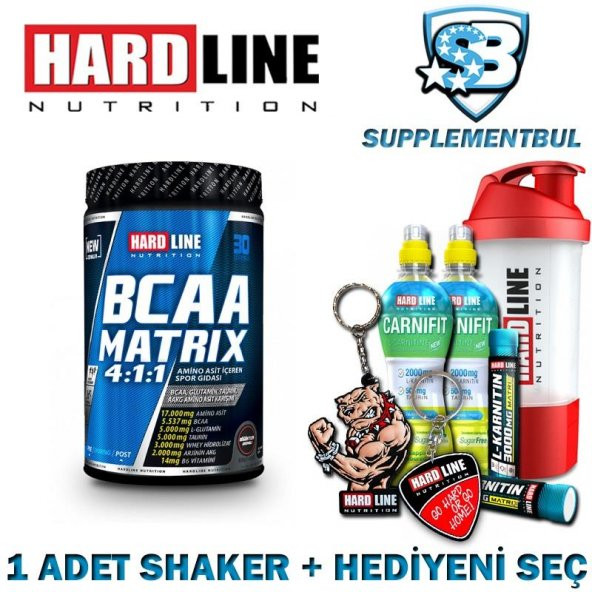 Hardline BCAA Matrix Bögürtlen 630 Gr. + 1 Shaker + Hediyeni Seç