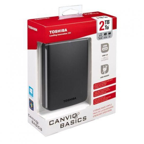 TOSHIBA HDTB320EK3CA CANVIO BASIC 2.5" 2TB USB 3.0 Siyah Taşınabilir Harddisk