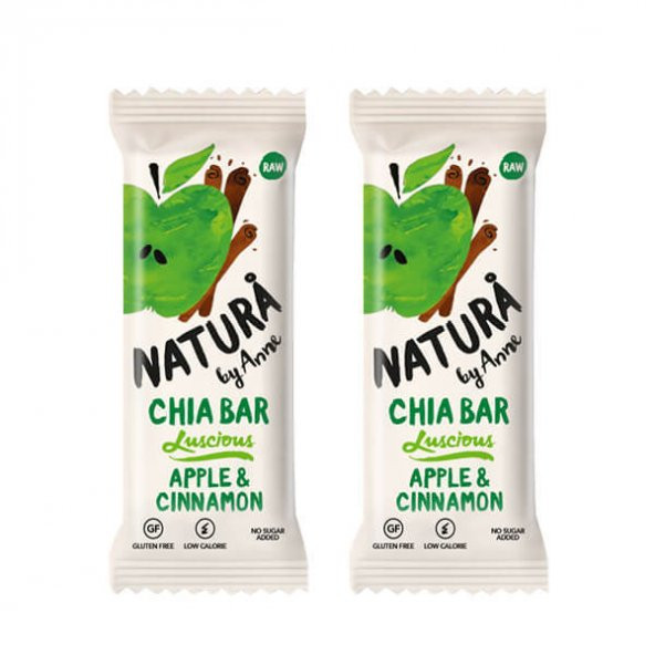 Natura By Anne Apple & Cinnamon Chia Bar, 2x38gr
