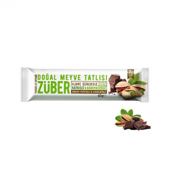 Züber Antep Fıstıklı ve Çikolatalı Doğal Meyve Tatlısı, 12 adet x 40gr
