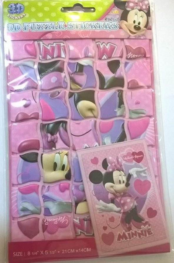 1 Adet Pembe Minnie Mouse Yapışkanlı Puzzle Kız Parti Hediyelik