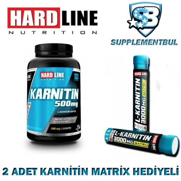 Hardline Karnitin 100 Kapsül + 2 Adet Karnitin Matrix 30 ML Hediy