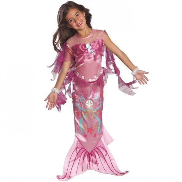 Pembe Deniz Kızı  Klasik Çocuk Kostüm Small 3-4 Yaş