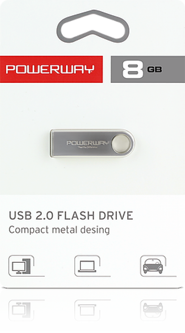 8 GB POWERWAY MİNİ METAL FLASHBELLEK USB BELLEK