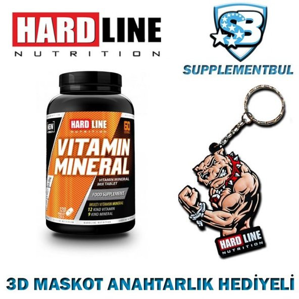 Hardline Vitamin Mineral 120 Tablet + 3D Maskot Anahtarlık Hediye