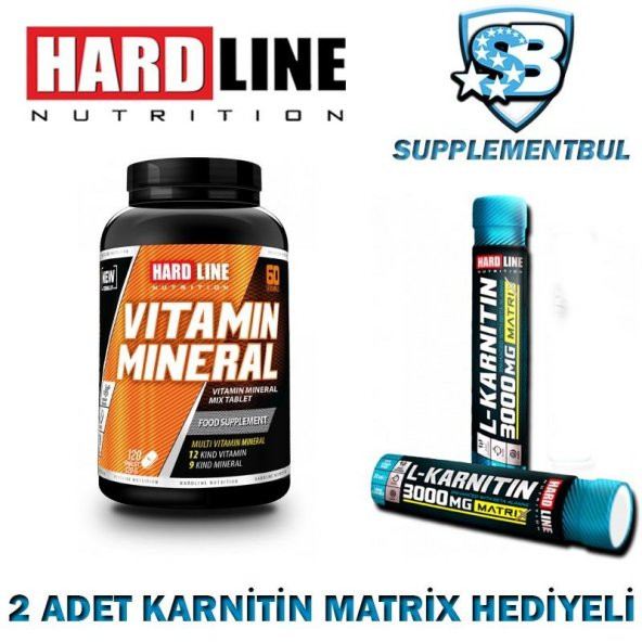 Hardline Vitamin Mineral 120 Tablet + 2 Adet Karnitin Matrix 30 M