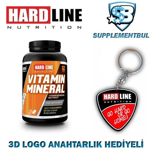 Hardline Vitamin Mineral 120 Tablet + 3D Logo Anahtarlık Hediyeli