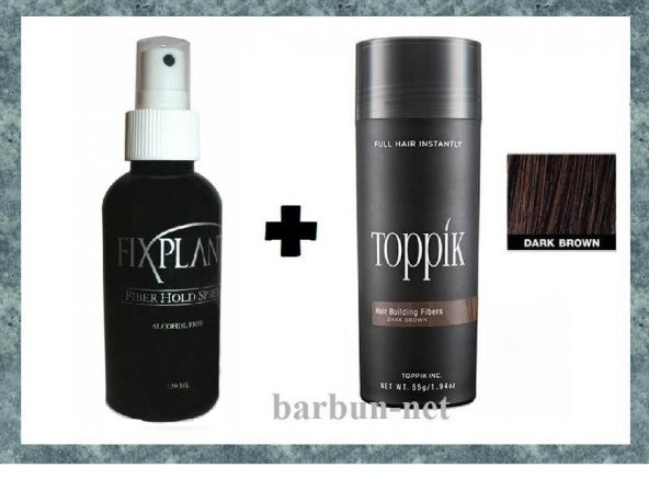 Toppik 55 GR KOYU KAHVE +100 ml BÜYÜK BOY FIXPLANT SPREY SET