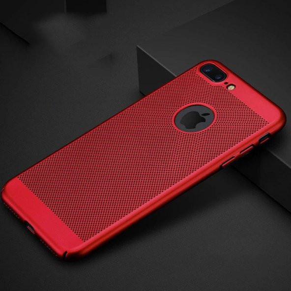 İphone 6S / 6 Plus Delikli Rubber Arka Kapak-Kılıf Slim Fit Sert Kapak Kırmızı !