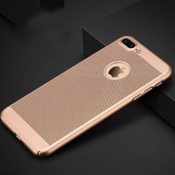 İphone 6 Plus Delikli Rubber Arka Kapak-Kılıf Slim Fit Sert Kapak Gold !