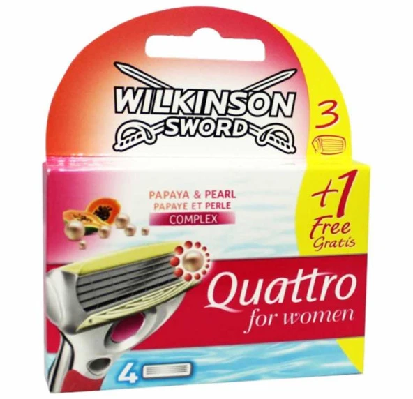 Wilkinson Sword Quattro Kadın Tıraş Bıçağı - 3+1 Yedek