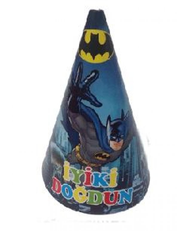 10 Adet Batman Karton Huni Şapka Doğum Günü Parti Malzemesi - 1