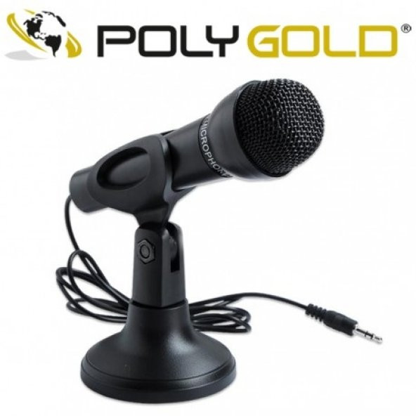 POLYGOLD MASA ÜSTÜ KARAOKE MİKROFON 3.5 STEREO JAK, TELEFON,PC,