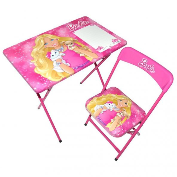 Barbie Kız Çocuk Ders Çalışma Masası Kalemlikli Masa Sandalye Set